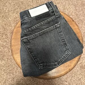 RE/DONE Originals Black High Rise Short Button Fly Raw Hem Size 25